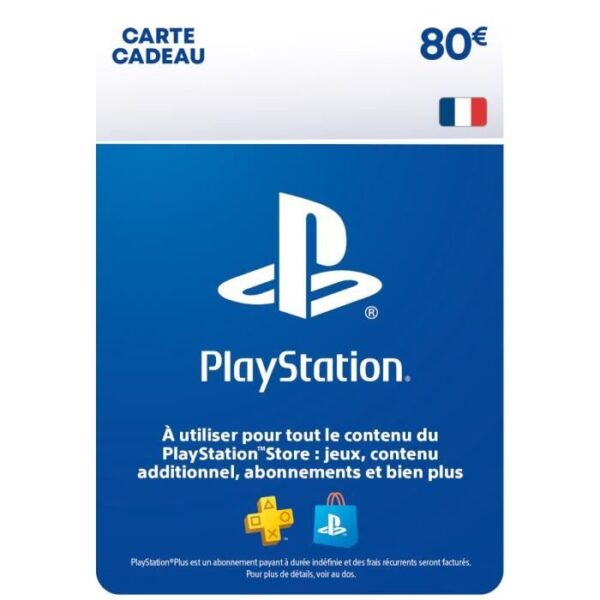 Carte cadeau numérique de 80€ à utiliser sur le PlayStation Store