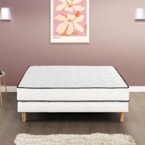 DEKO DREAM Détente 24 cm Ensemble sommier + matelas 160 x 200 cm - ressorts ensachés - 7 zones - réversible - fabriqué en Belgique