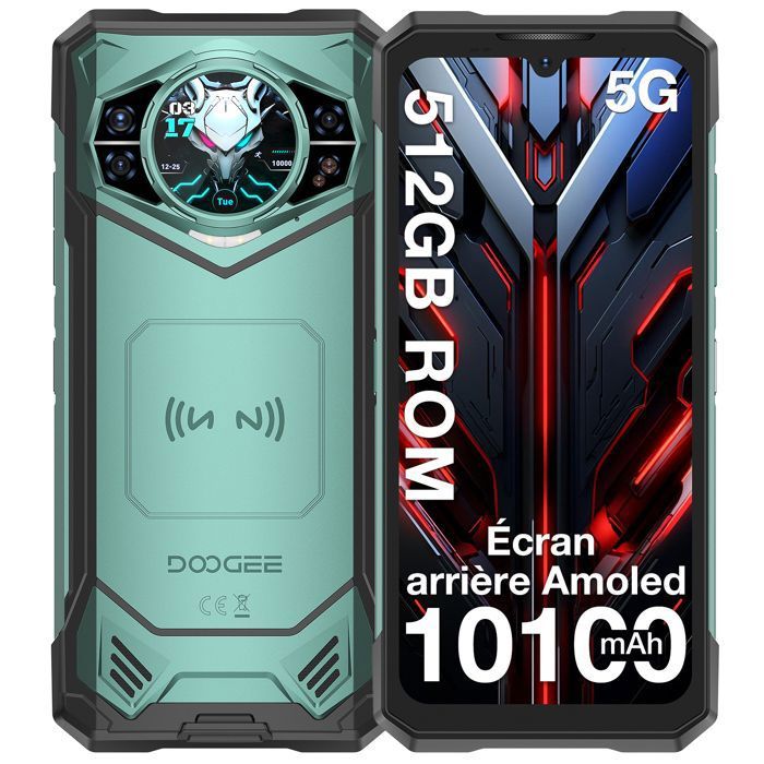 DOOGEE S200X Smartphone robuste 5G DDR5 ,Caméra AI 100MP 6,72FHD+ 120Hz 32+512Go Batterie 10100mAh/33W Android 14 NFC/WiFi6 - Vert